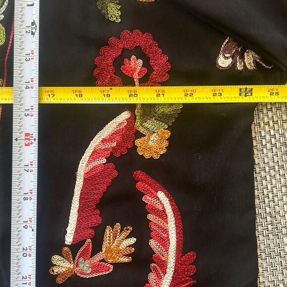 ZARA Allover Floral Embroidered OVERSIZED Open Front Fringed Kimono Black XS/S - Picture 9 of 10